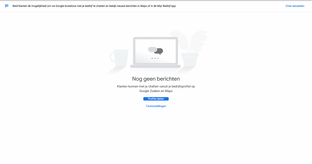 chat aanzetten in google business