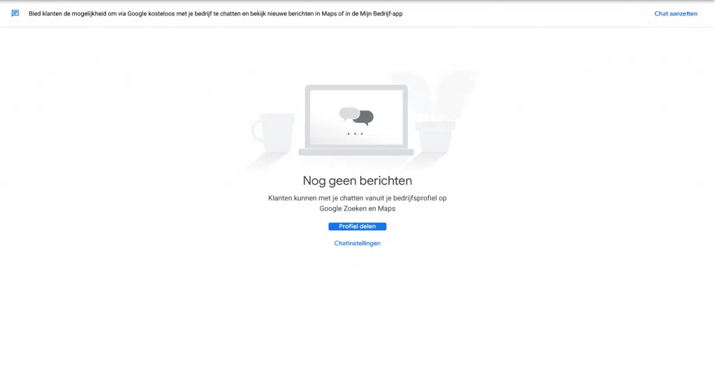 chat aanzetten in google business