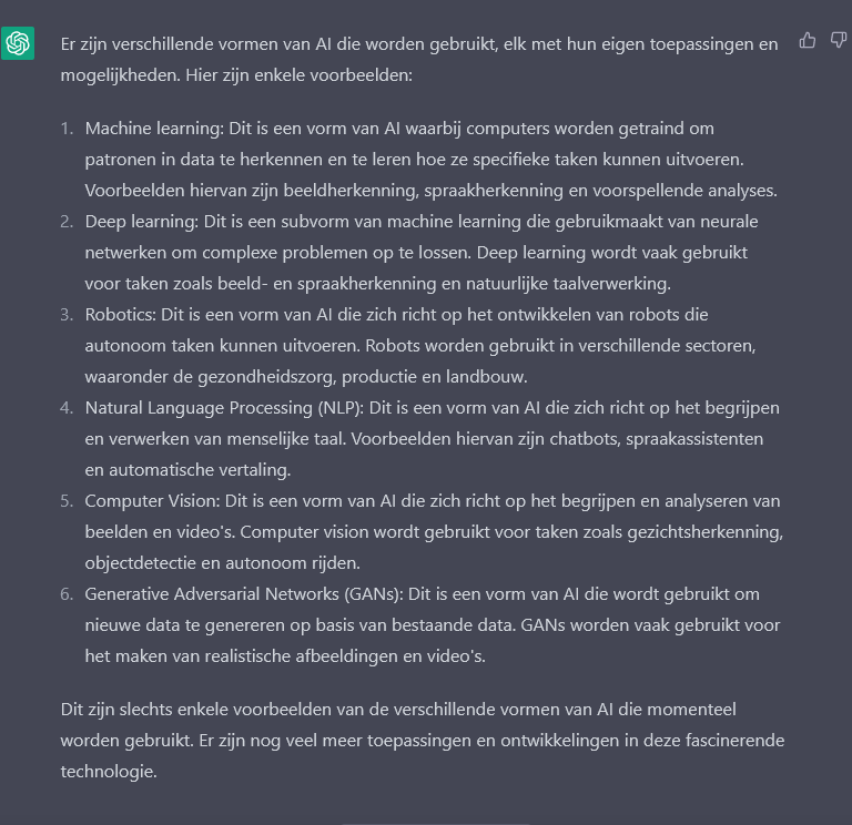 vraag over AI aan chatgpt