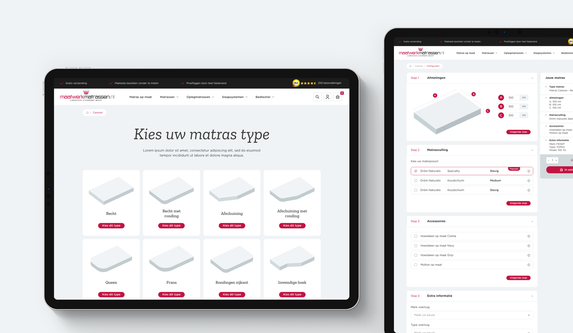 configurator matrassen op maat bestellen